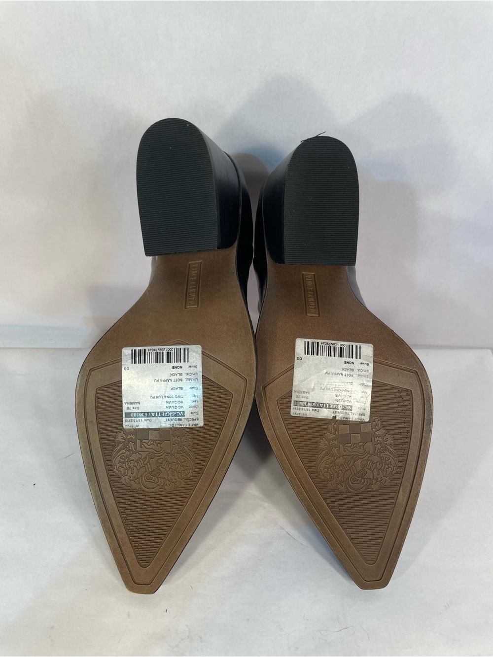 Vince Camuto Black Leather Pointed Ankle Booties with Back Zip - Picture 7 of 7